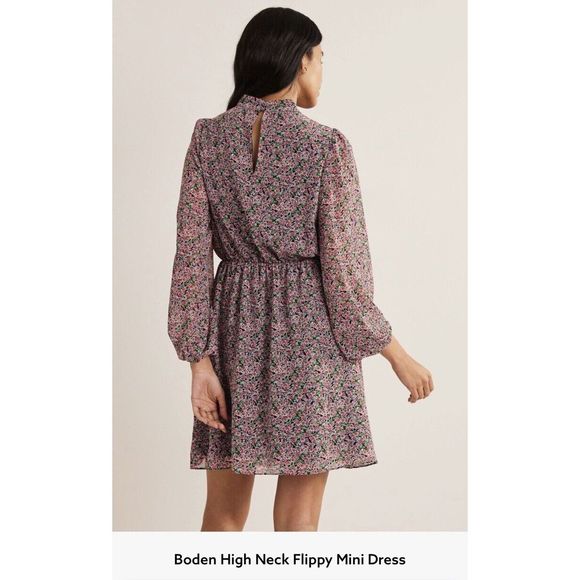 New Boden High Neck Flippy Mini Dress Size 16-18 - Picture 2 of 7